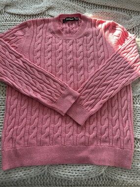 Paul Stuart Coral-Pink Cable Knit Cotton-Cashmere Sweater